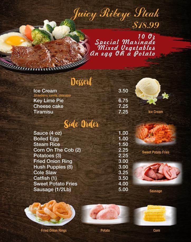 Menu at Juicy Seafood Little Rock restaurant, Little Rock