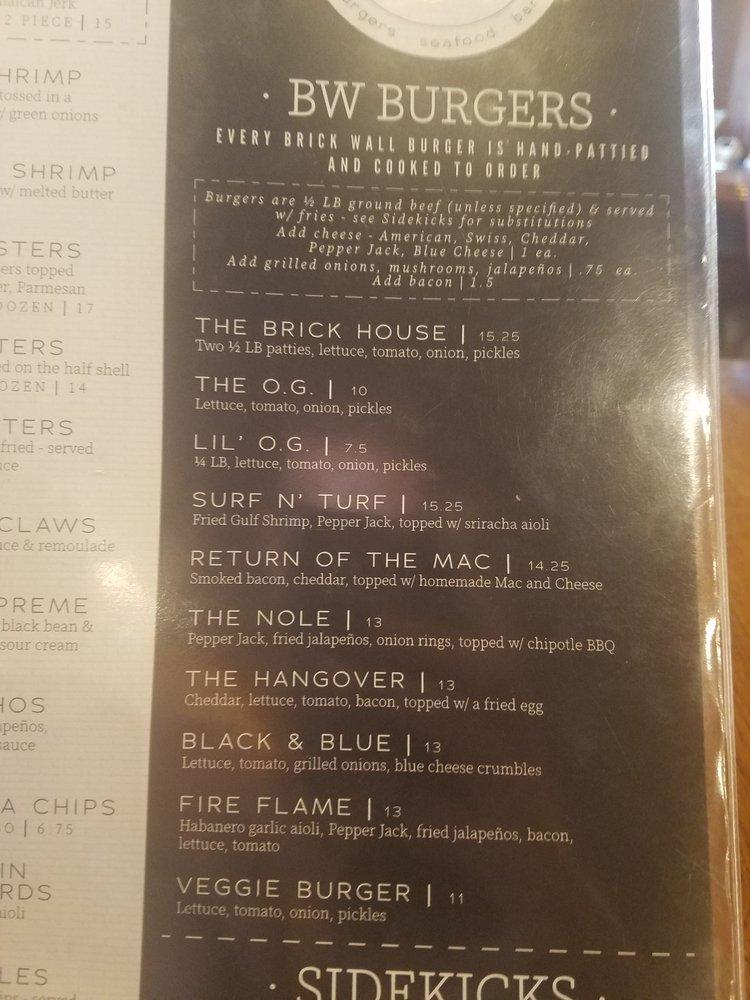 Menu at The BrickWall Sports Bar & Grille, Port Saint Joe