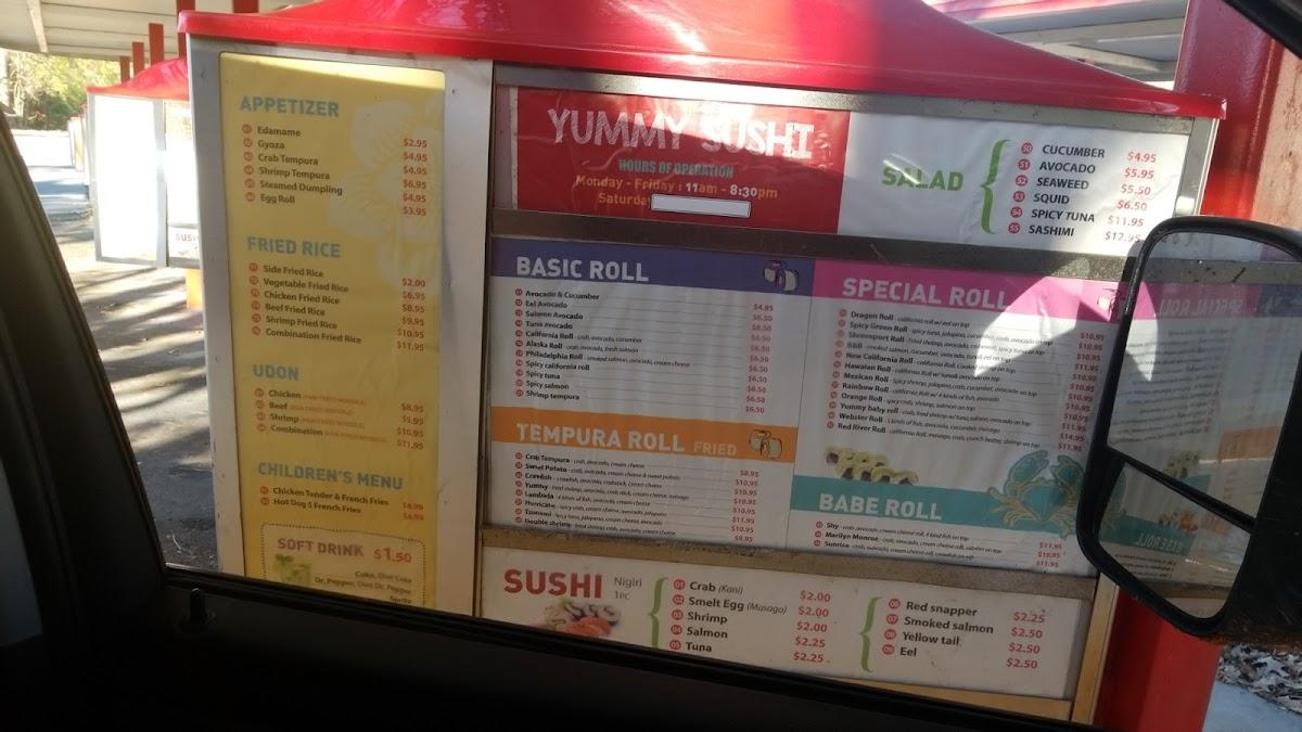 Yummy sushi menu