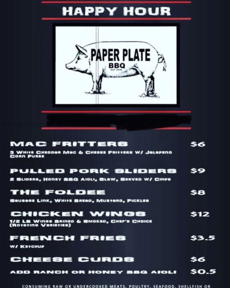 Menu at Paper Plate BBQ, Eugene