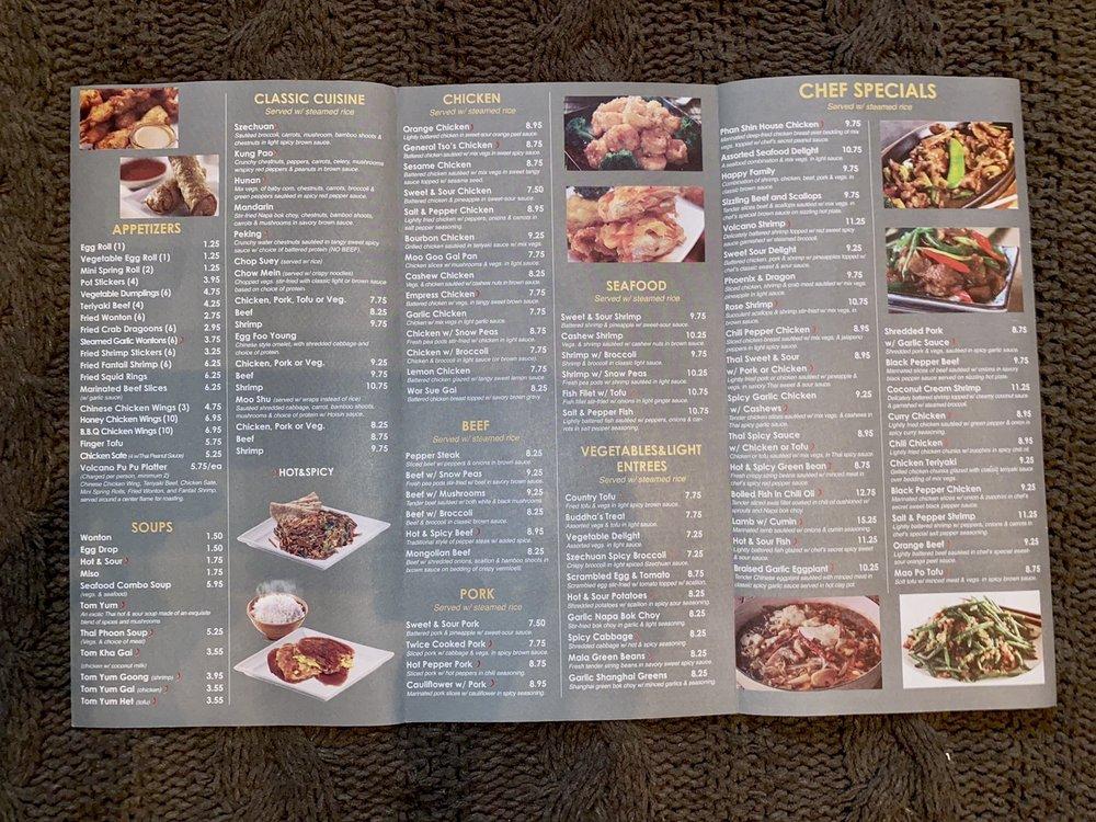 Menu at Phan Shin Restaurant, Oxford