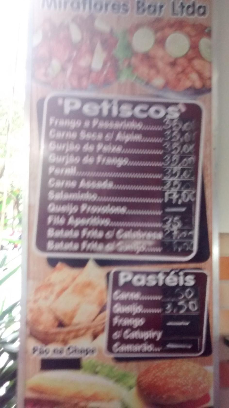 Boteco Mira Flores cardápio