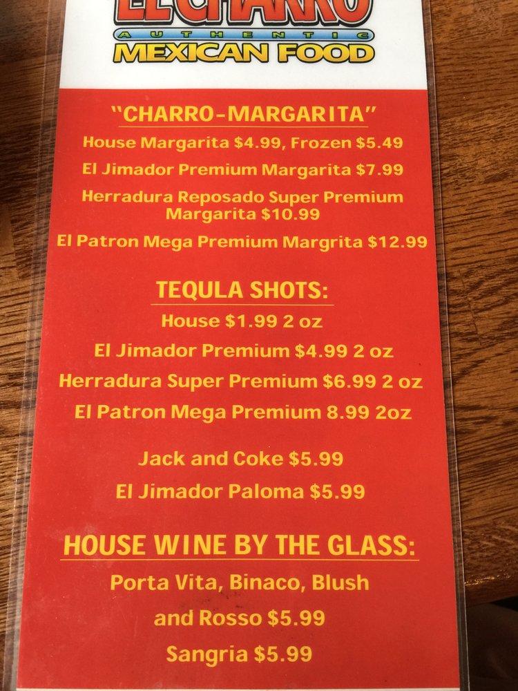 Menu at El Charro Mexican Restaurant, Knoxville, Sutherland Ave