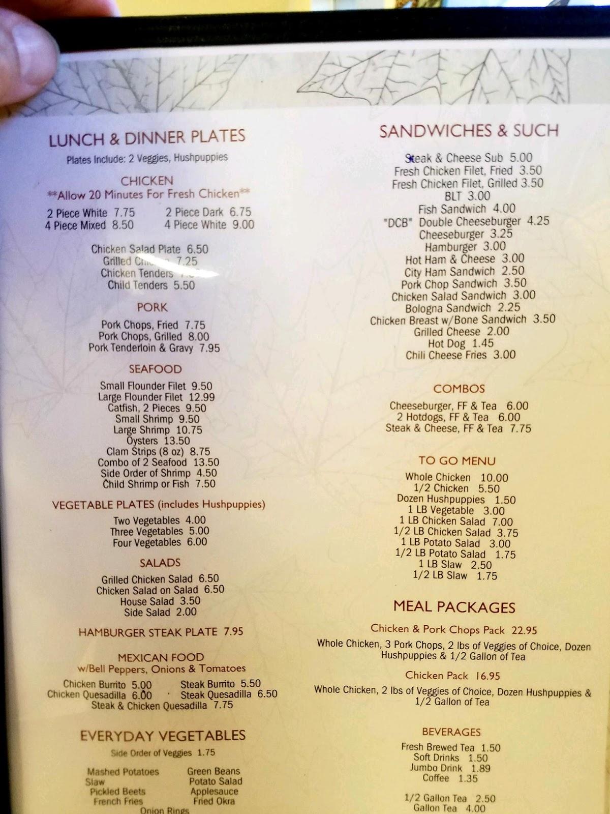 Menu At Four Oaks Restaurant & Grill, Four Oaks, 203 W Wellons St