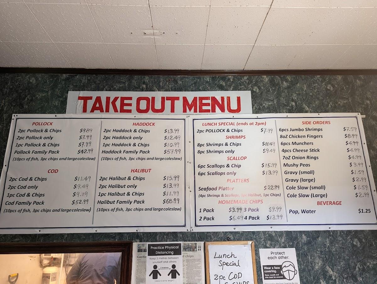 Menu at King Fish & Chips restaurant, Kitchener