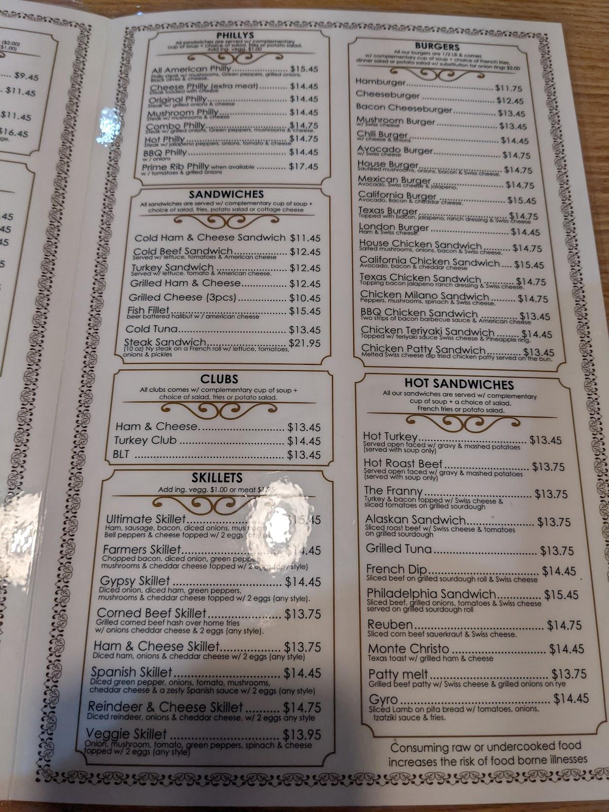 Menu at Sunrise Grill restaurant, Palmer