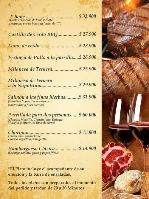 Carta del restaurante Pepper House, Medellín