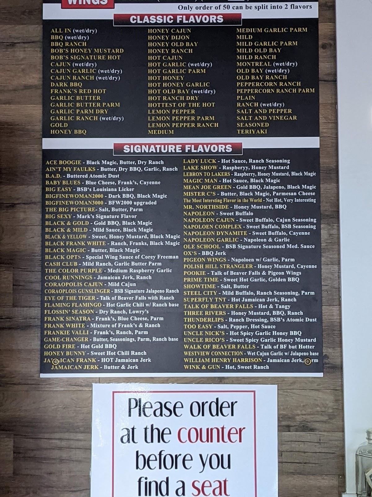Carta del restaurante Big Shot Bob's House of Wings Dover, DE, Dover