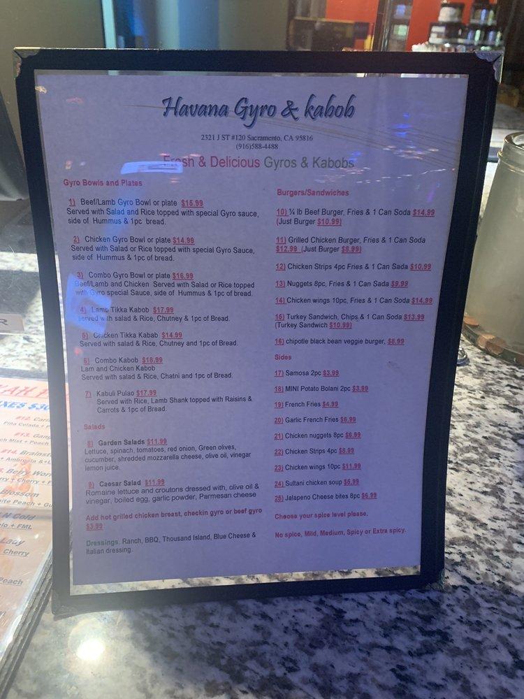 Menu at The Palace Hookah Lounge pub & bar, Sacramento, J St 120