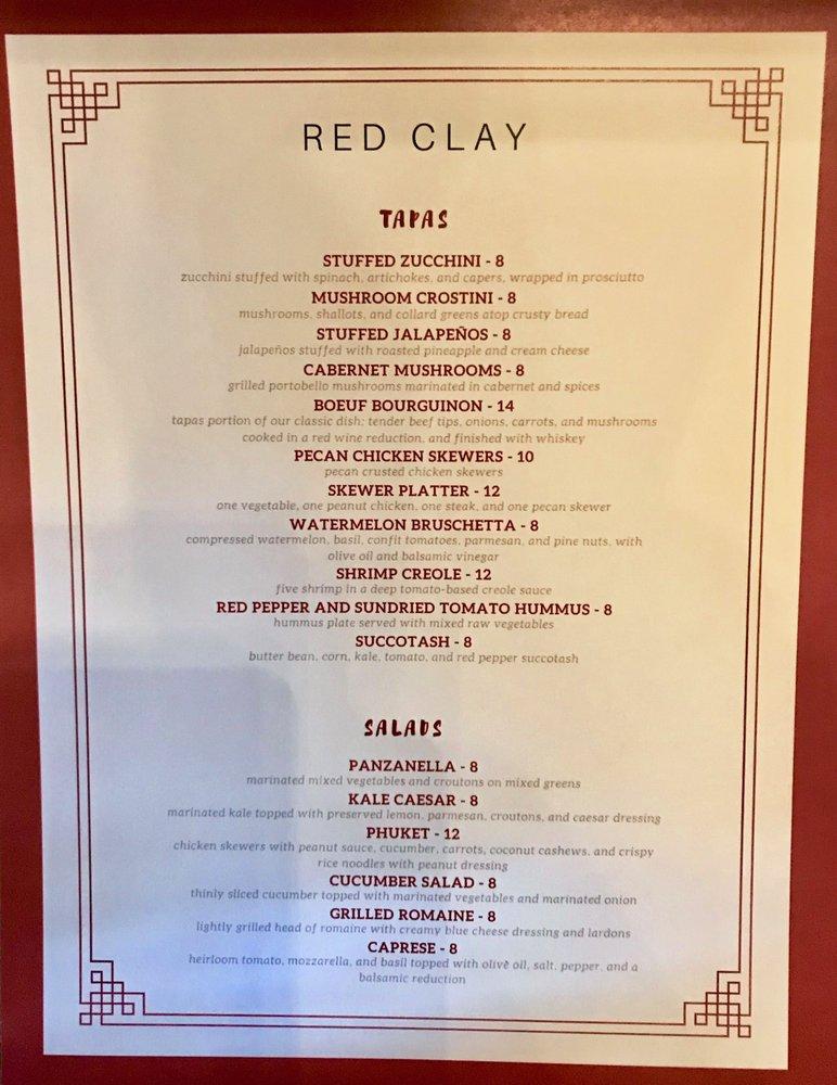 Menu at The Red Clay Table desserts, Sheffield