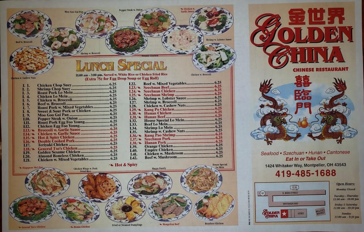 Menu at GOLDEN CHINA restaurant, Montpelier