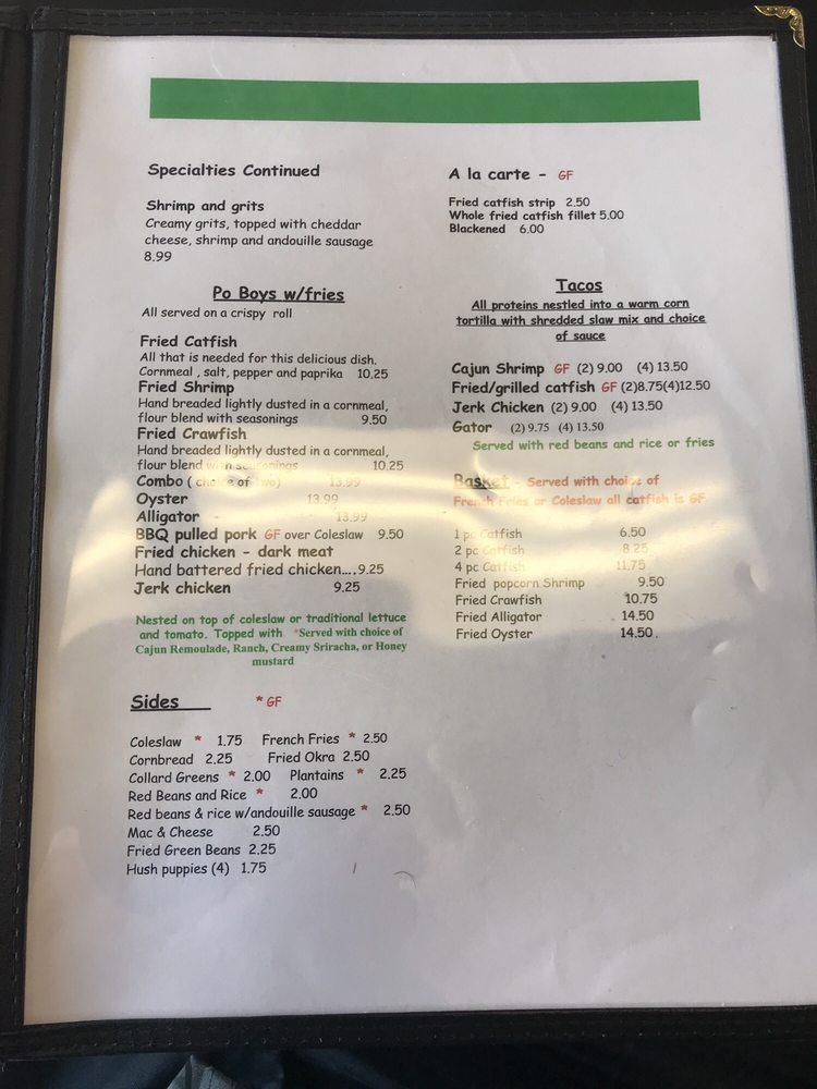 Menu at K'Lynn's Southern & Cajun Fusion restaurant, Rio Rancho