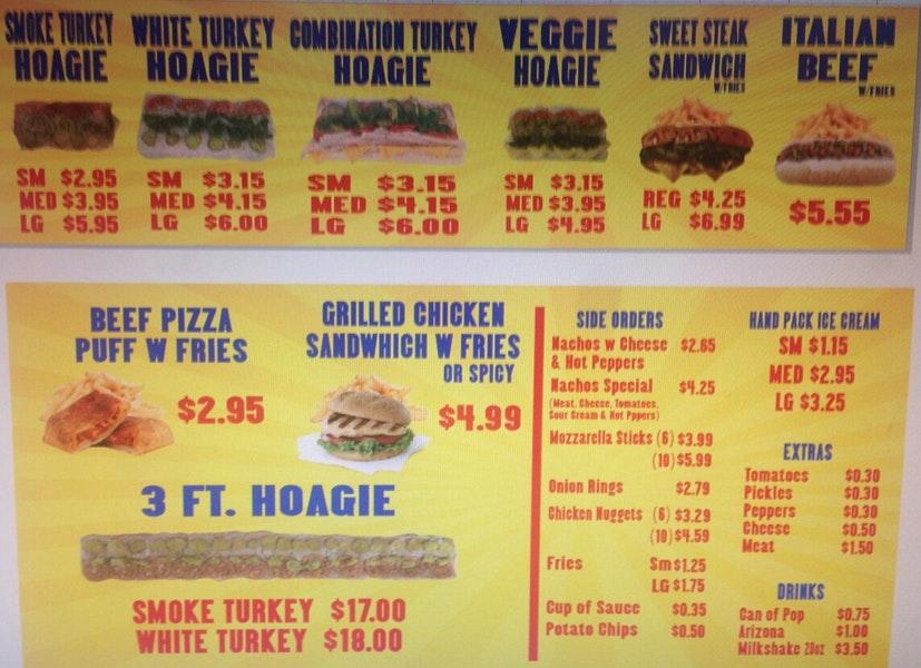 Menu At The Hoagie Place Restaurant, Chicago