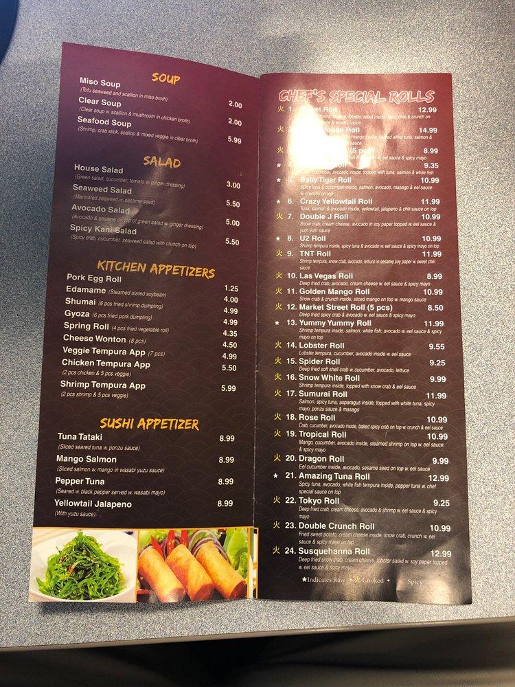 Menu at Sushi Masa restaurant, Selinsgrove