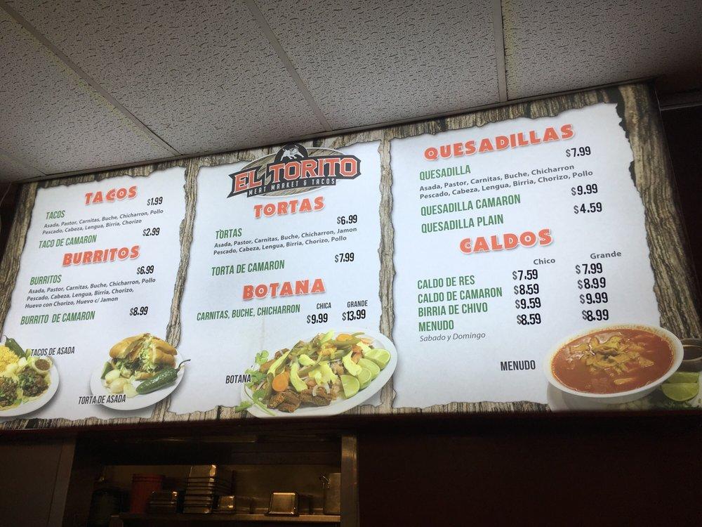 Menu at El Torito restaurant, Jurupa Valley
