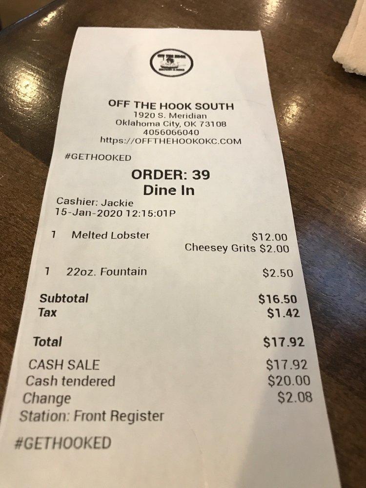Menu at Off The Hook Seafood And More restaurant, Oklahoma City, 125 W Britton Rd