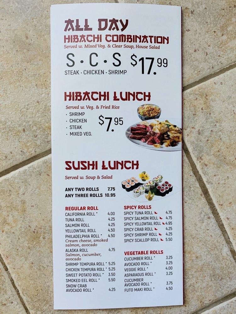 Menu at Hibachi Express & Sushi restaurant, Oklahoma City