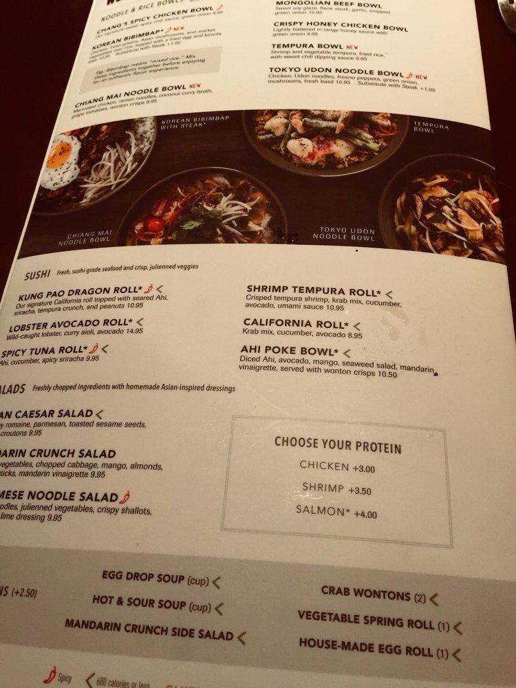 Menu at P.F. Chang's restaurant, Annapolis