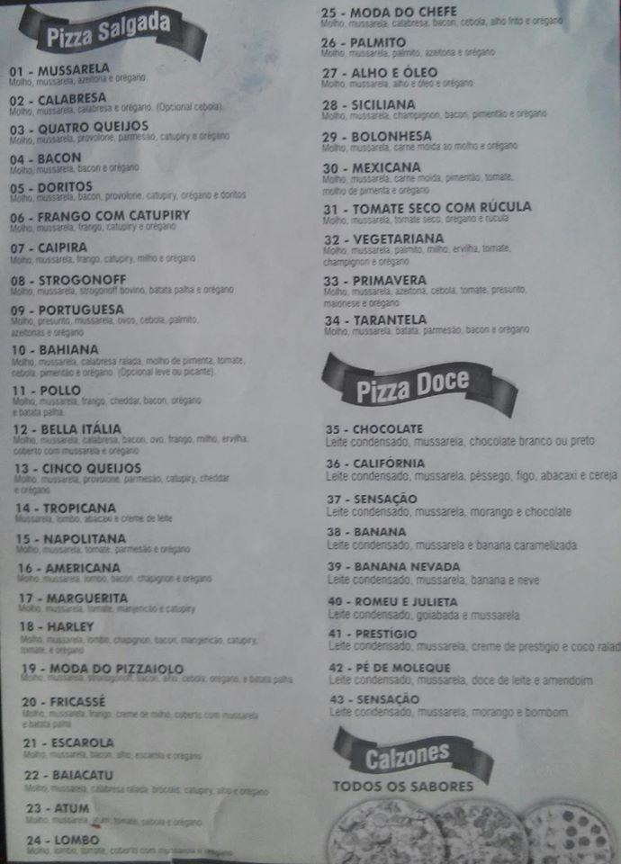 Pizzaria Bella Itália cardápio