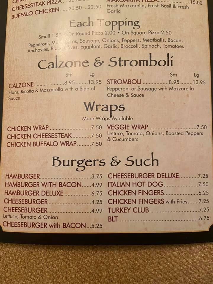 Menu at Portofino's Pizza & Restaurant, Little Egg Harbor Township