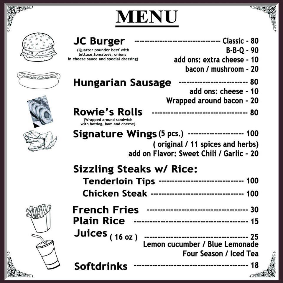 Menu at RowieJC BURGER & WINGS restaurant, Taytay