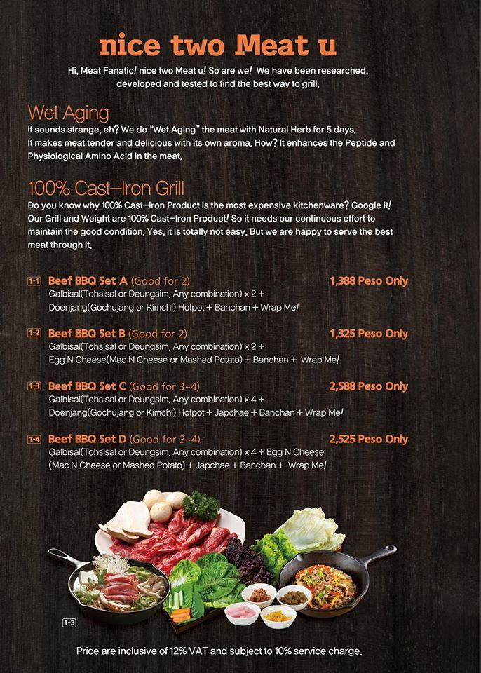 Menu at nice two Meat u Philippines restaurant, Tinoc