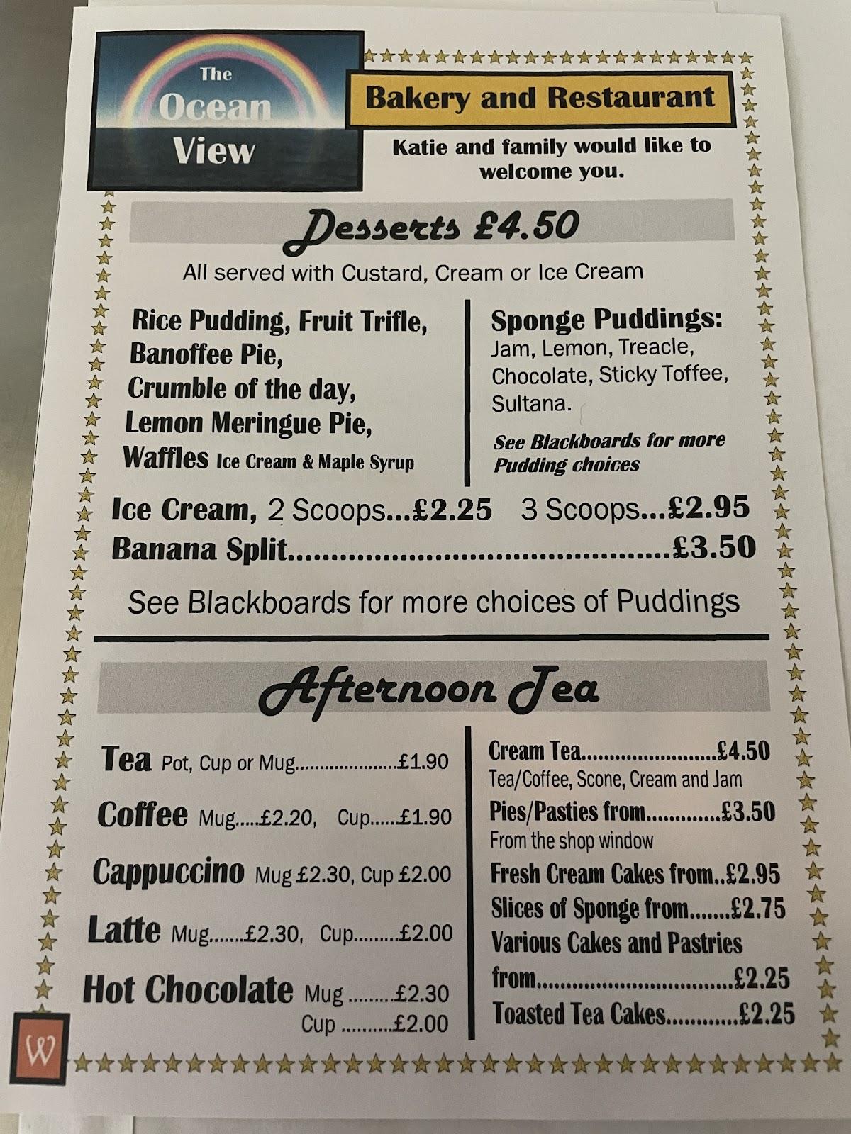 ocean view cafe pevensey bay menu