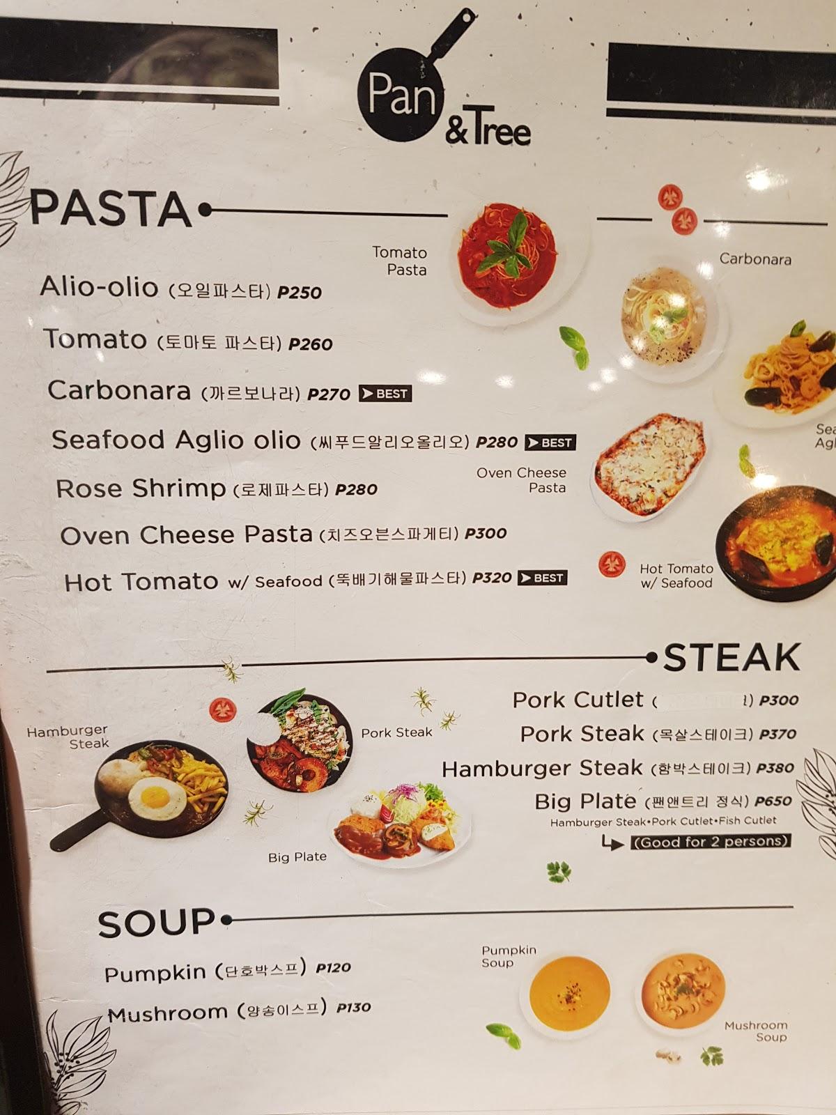 Menu at Pan & Tree restaurant, Mabalacat