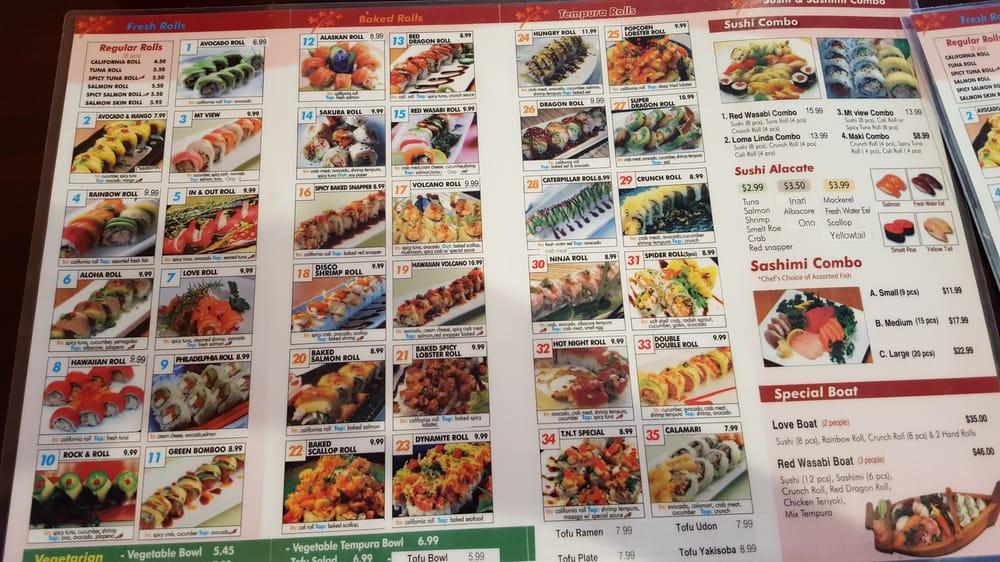 Menu at Red Wasabi restaurant, Loma Linda