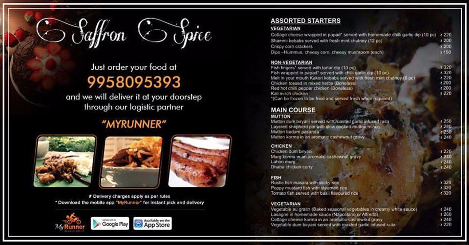 Saffron Spice menu