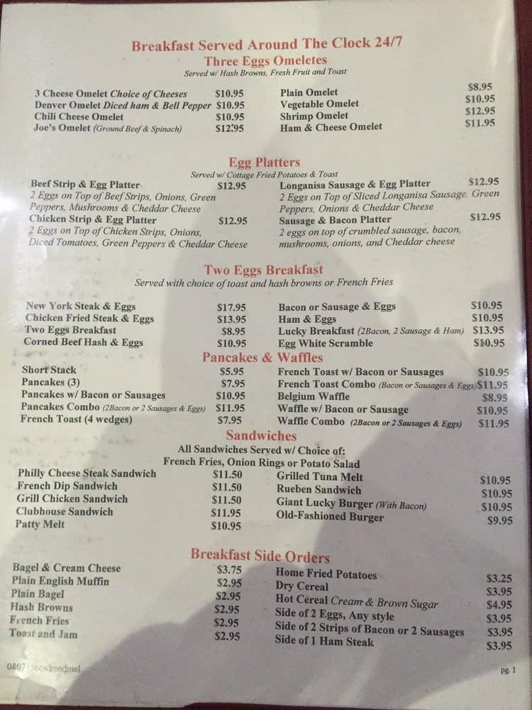 Menu at Lucky Chances Casino restaurant, Colma