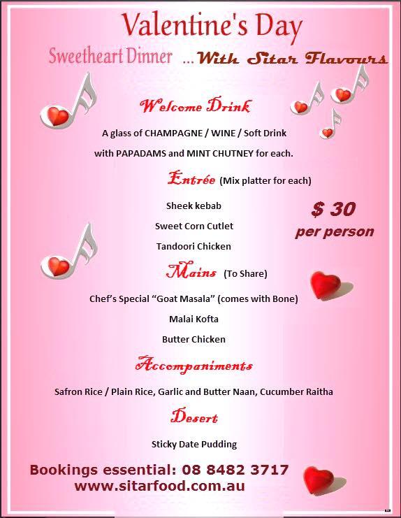 Menu at Sitar Indian Restaurant, Smithfield