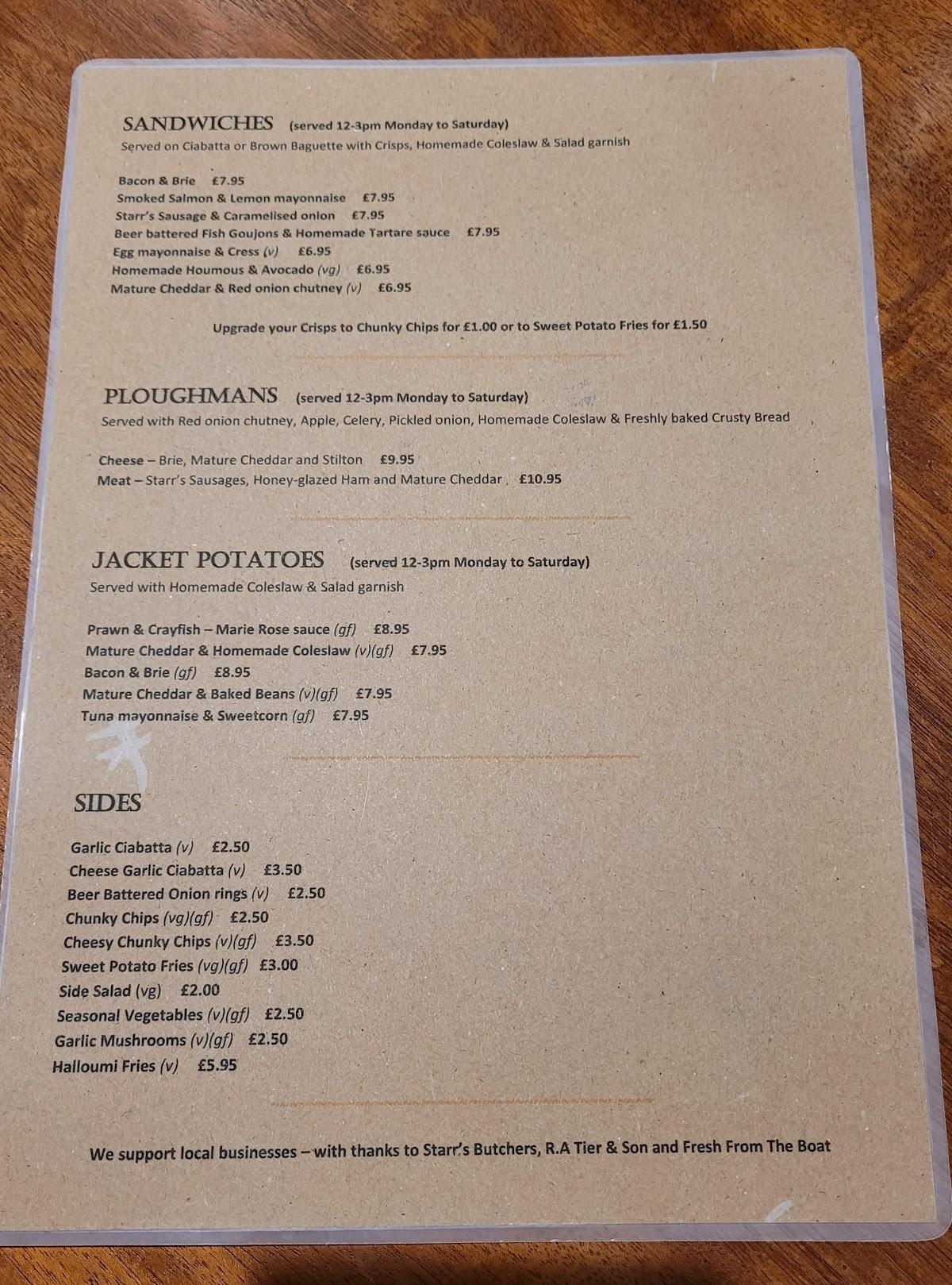 Menu at The Crown Inn Emsworth pub & bar, Emsworth