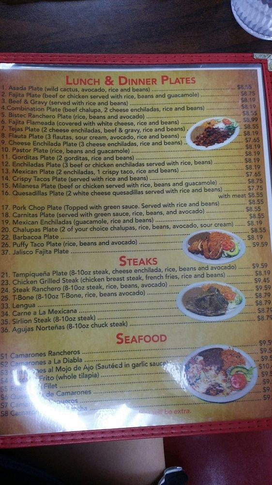 Menu at El Jalisco Mexican Restaurant 1 (San Antonio Location), San