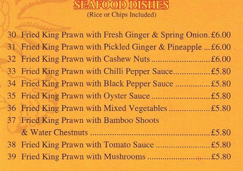 Menu at Kingsland Chinese Takeaway restaurant, Rockcliffe