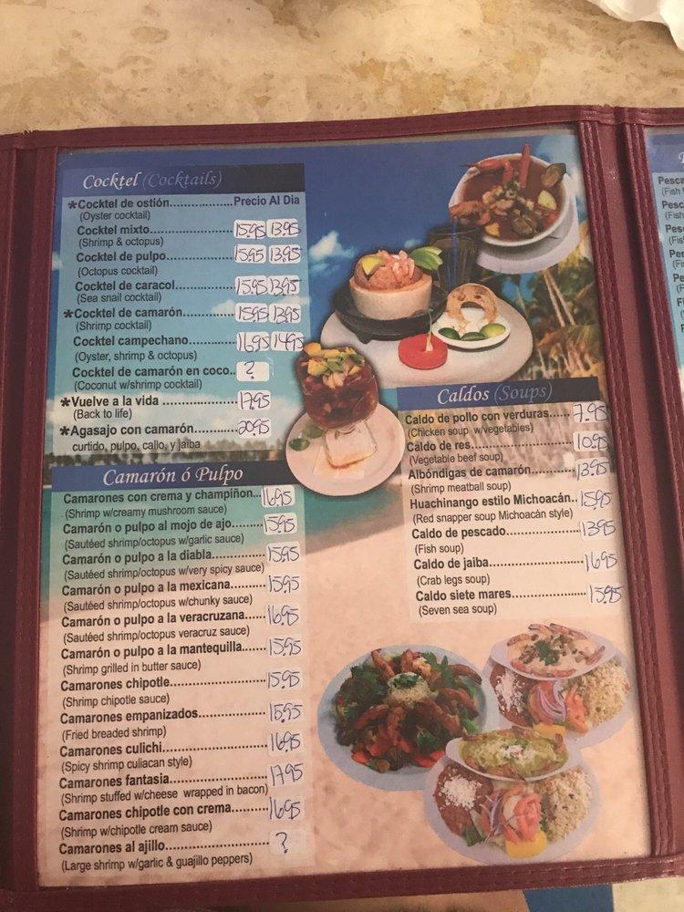 Menu at Mariscos Ensenada restaurant, Phoenix, N 59th Ave