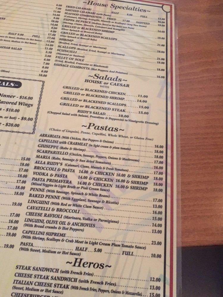 Menu at Rudy's pub & bar, Cliffside Park