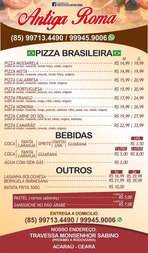 Deliverypizza "Antiga Roma" cardápio