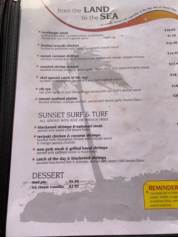 Menu at Port Allen Sunset Grill & Bar, Eleele