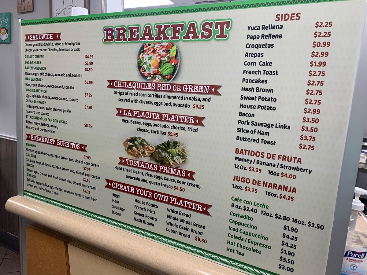 Carta del restaurante La Placita Mexican Food, West Palm Beach