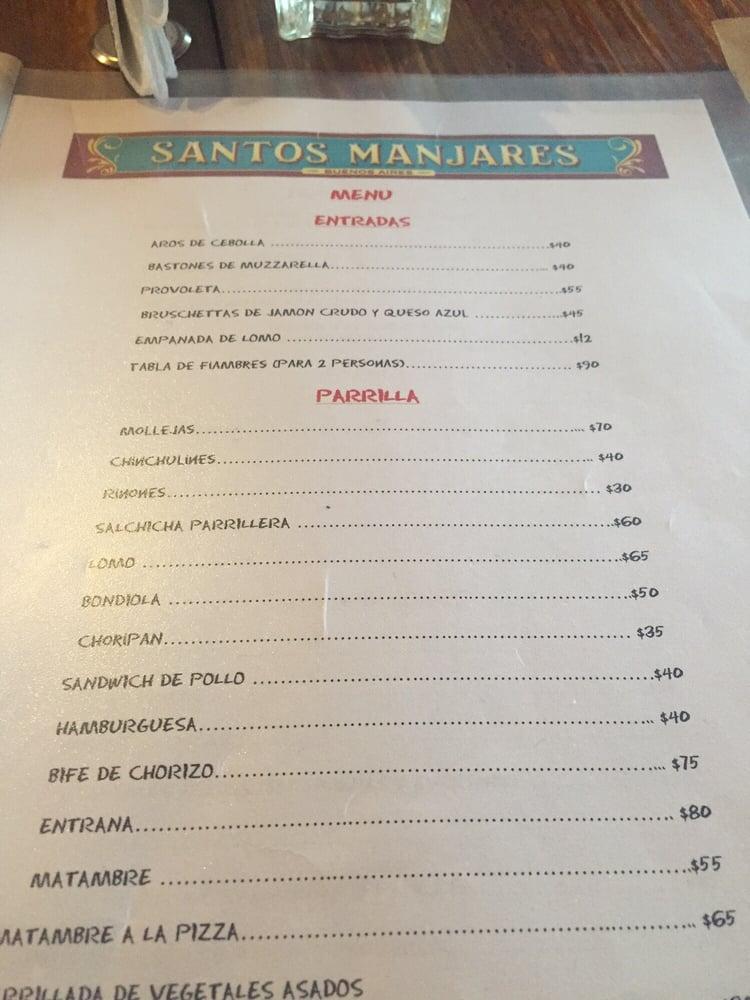 Menu At Santos Manjares Steakhouse Buenos Aires Paraguay 938 