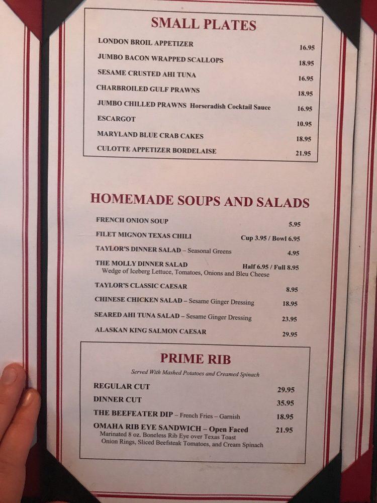 Menu at Taylor's Steak House steakhouse, La Cañada Flintridge