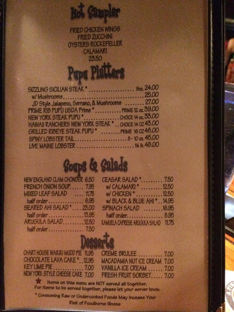 Menu at Chart House Waikiki steakhouse, Honolulu