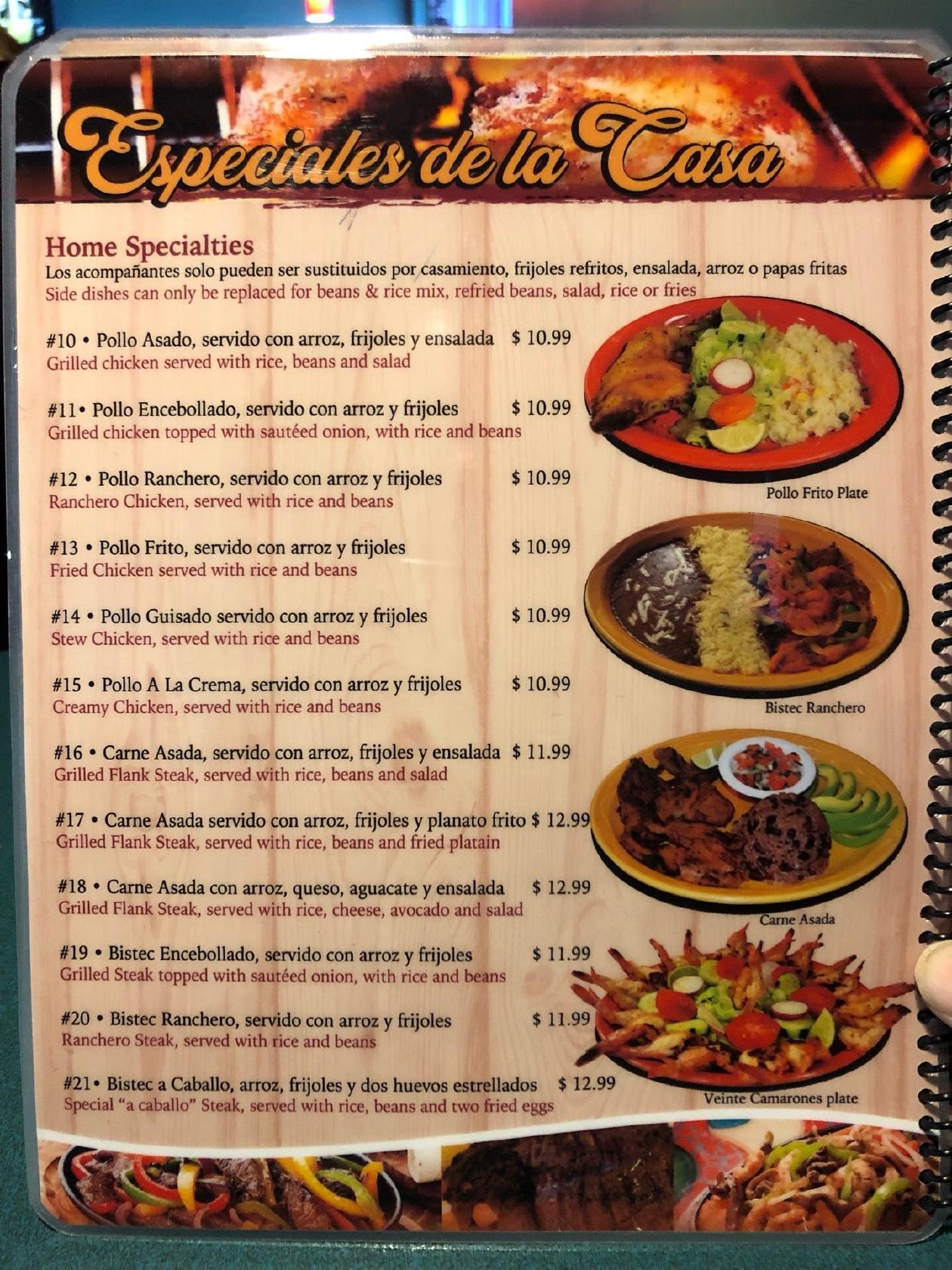 Menu at Costa El Sol restaurant, Omaha