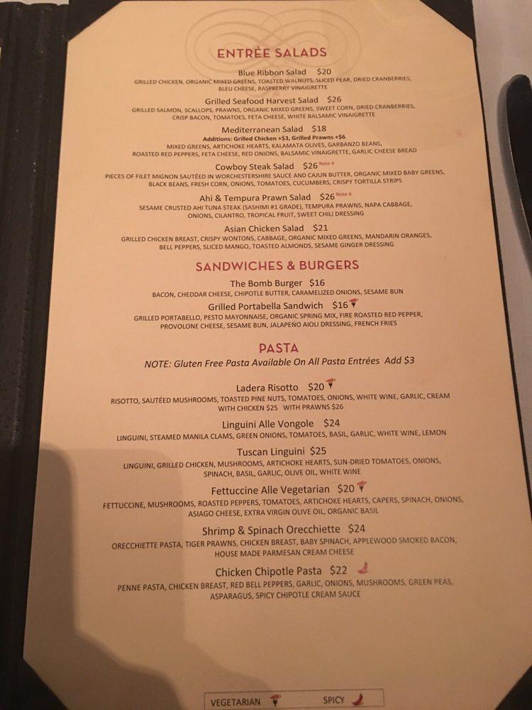 Menu at Ladera Grill pub & bar, Hill