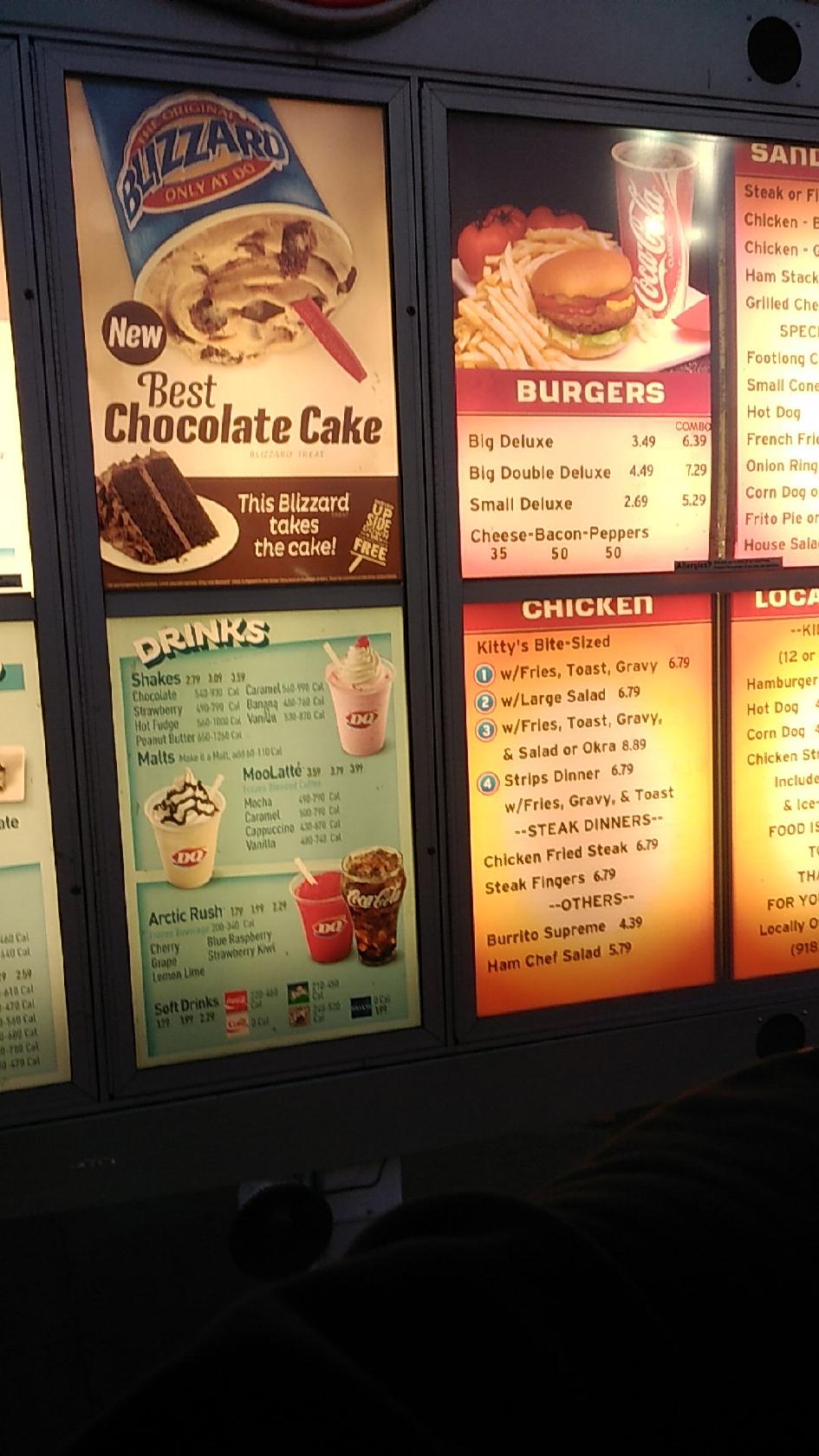 Menu at Dairy Queen restaurant, Okmulgee, E 6th St