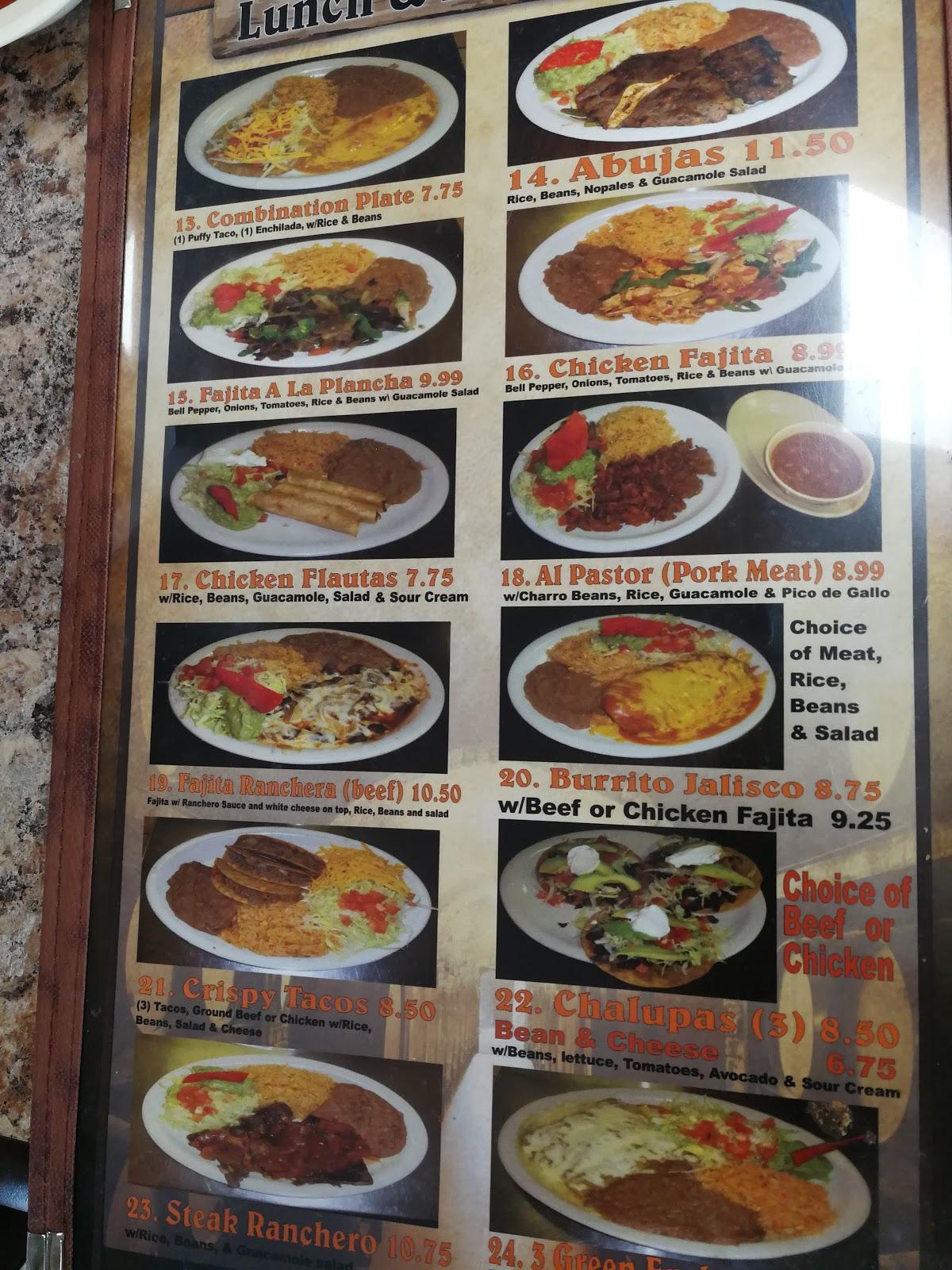 Menu at El Herradero De Jalisco restaurant, Uvalde, N Getty St