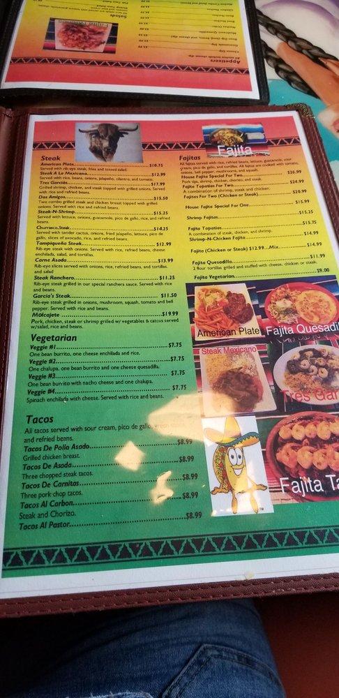 Menu at Garcia's Mexican Grill pub & bar, DeLand