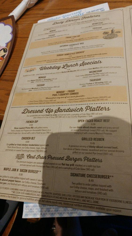 Menu at Cracker Barrel Old Country Store, Port Huron