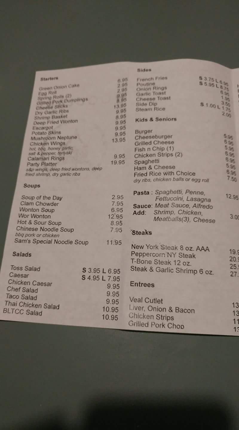 Menu at Woodland Wok & Grill restaurant, Hay River